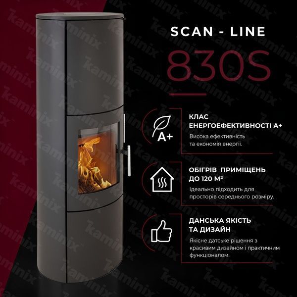 Теплоаккумулирующая печь-камин Heta Scan-Line 830S 6,8 кВт на дровах (Steel) 80450500 фото