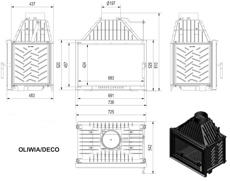 Чавунна камінна топка KRATKI OLIWIA 18 DECO 18 кВт OLIWIA/DECO фото