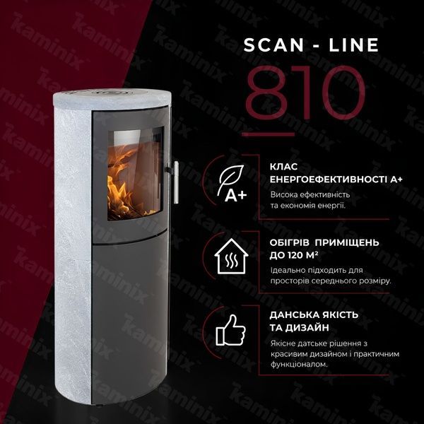 Сталева піч-камін Heta Scan-Line 810 6,8 кВт на дровах (Soapstone) 80450100/KON1201 фото