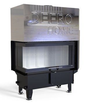 Стальная каминная топка с водяным контуром Defro Home RIVA ME BL G SHORT 19 кВт с гильотиной (черный шамот) KOM-RI-ME-BL-G-SHORT-black clam фото
