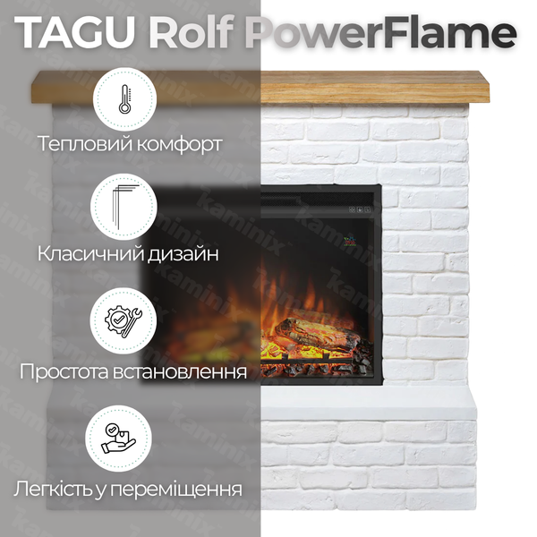 Каминокомплект Tagu ROLF PowerFlame с обогревом (белый) M470WH2-23PF1A фото