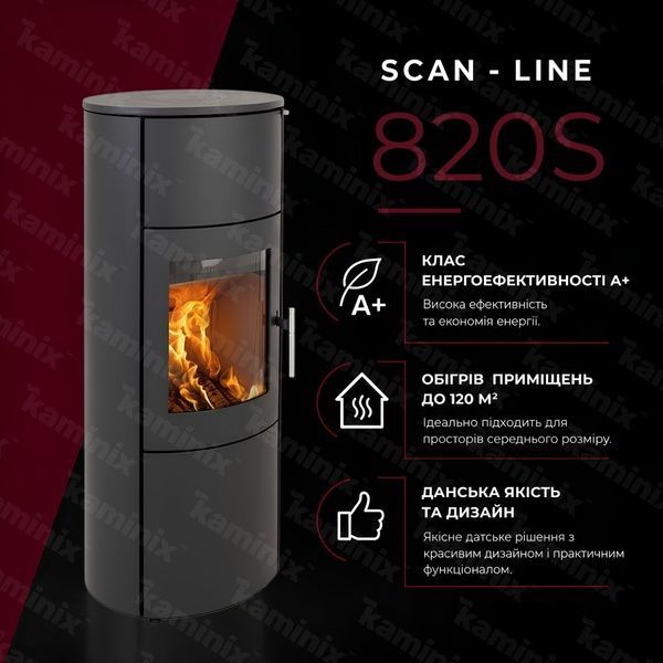Стальная печь-камин Heta Scan-Line 820S 6,8 кВт на дровах (Steel) 80450300 фото