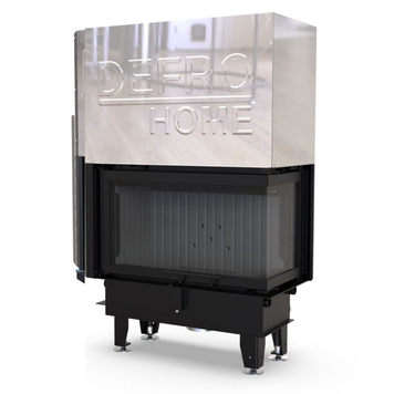 Стальная каминная топка с водяным контуром Defro Home RIVA ME BP G SHORT 19 кВт с гильотиной (черный шамот) KOM-RI-ME-BP-G-SHORT-black clam фото