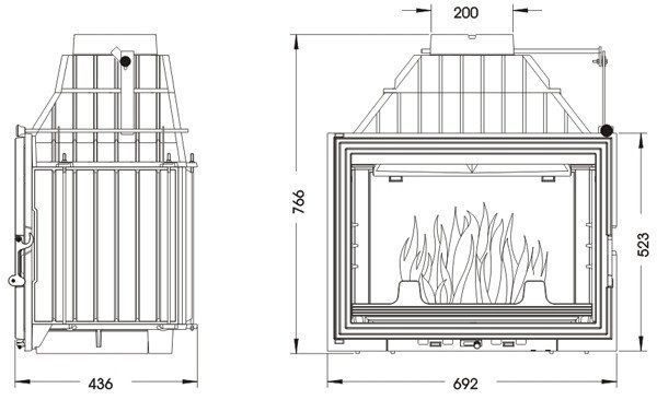 Чавунна камінна топка UNIFLAM 700 LUX ECO 12 кВт з шибером 3130 фото