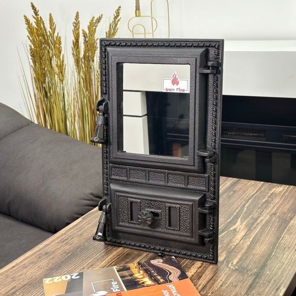 Чугунная дверца Iron Fire Aventa 295x500 мм для печи/барбекю с огнеупорным стеклом Robax 1127 фото