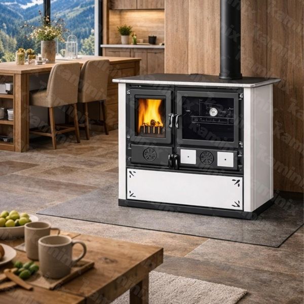 Кухонная печь на дровах La Nordica ROSA 8,8 кВт (STEEL Dotted White) 3003431 фото