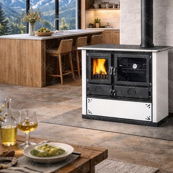 Кухонная печь на дровах La Nordica ROSA 8,8 кВт (STEEL Dotted White) 3003431 фото