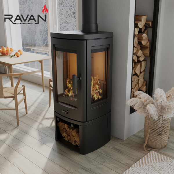 Чугунная печь камин Ravan Elara 10 кВт на дровах 5290 фото
