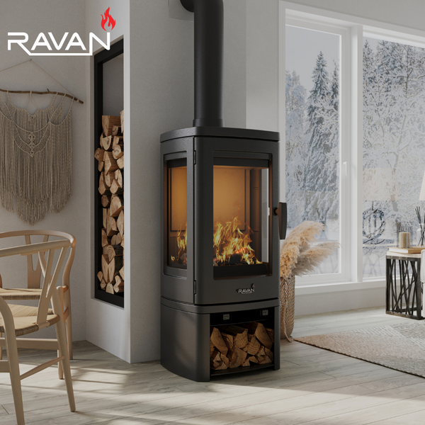 Чугунная печь камин Ravan Elara 10 кВт на дровах 5290 фото