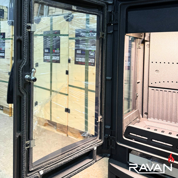 Чугунная печь камин Ravan Elara 10 кВт на дровах 5290 фото