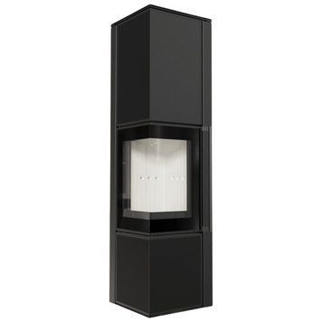 Сталева піч-камін Kratki TORA L Nero Assoluto на дровах 8 кВт з кутовим склом TORA/L/Q/N/A фото