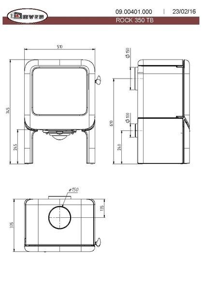 Чавунна піч-камін DOVRE ROCK 350 TB 7 кВт на дровах (біла емаль) Dovre ROCK 350 TB / E12 фото