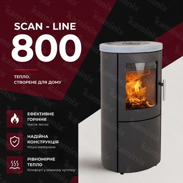 Сталева піч-камін Heta Scan-Line 800 6,8 кВт на дровах (Soapstone top) 80450000/KON0120 фото