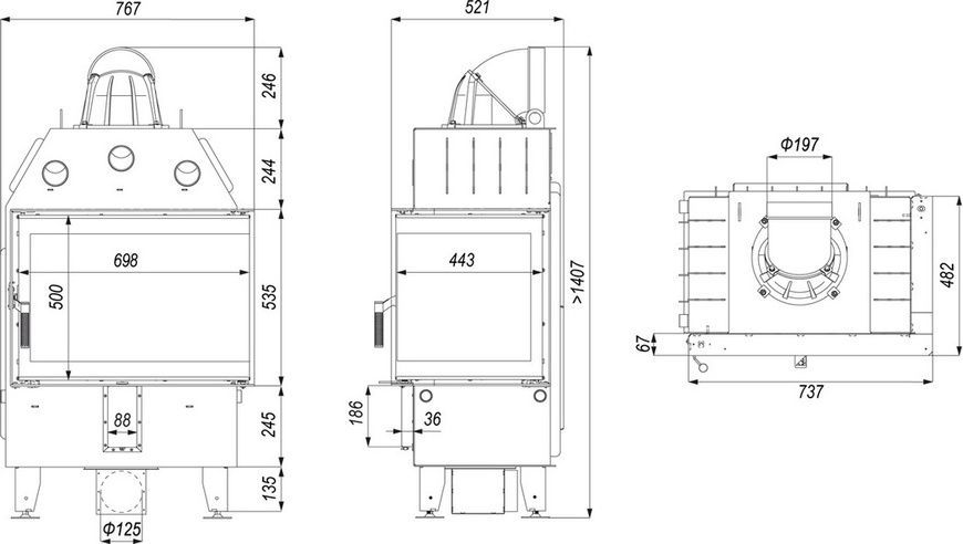 Стальная каминная топка DEFRO HOME INTRA SM BL 10 кВт (белый шамот) KOM-PR-SM-BL-white clam фото