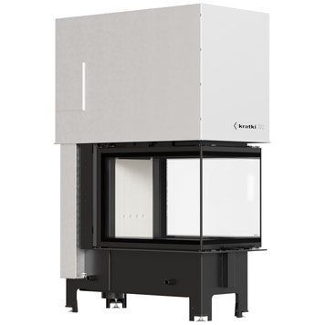 Стальная каминная топка KRATKI REGNOR 500/700 8 кВт с трехсторонним стеклом и гольотиной REGNOR/500/700 фото