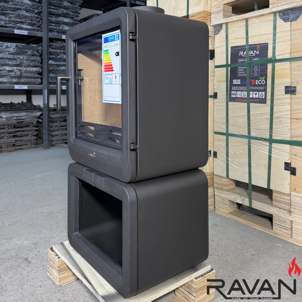 Чугунная печь камин Ravan Savana 8 кВт на дровах 5277 фото