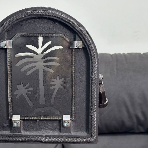 Чавунні дверцята Iron Fire Palm 305х520 мм для печі/барбекю з вогнетривким склом Robax 1124 фото