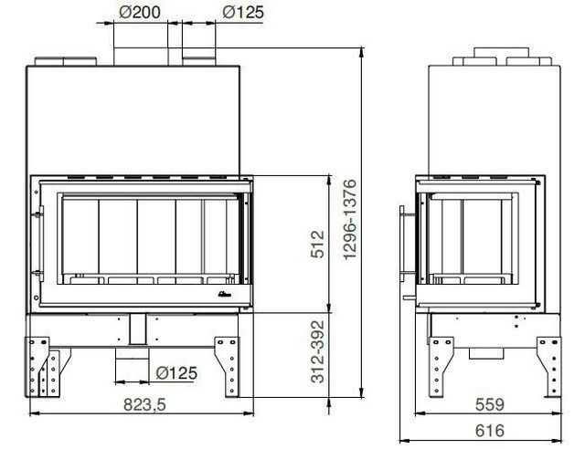Стальная каминная топка UNIFLAM 860 EVO LBS 14 кВт с угловым стеклом 3141 фото