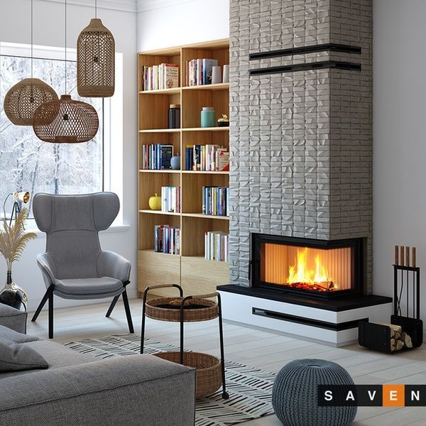 Сталева камінна топка SAVEN Energy 85х50х47R 17,0 кВт ECO з кутовим склом SE/85/50/47/R фото
