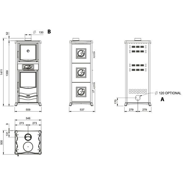 Чавунна піч-камін La Nordica ROSSELLA PLUS FORNO 9,4 кВт з духовкою (CERAMICA Liberty Panna) 3009902 фото