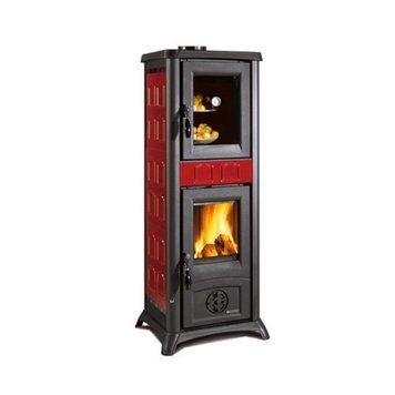 Чугунная печь-камин La Nordica GEMMA FORNO 5.0 7 кВт с варочной поверхностью на дровах (бордовая керамика) 7111720 фото