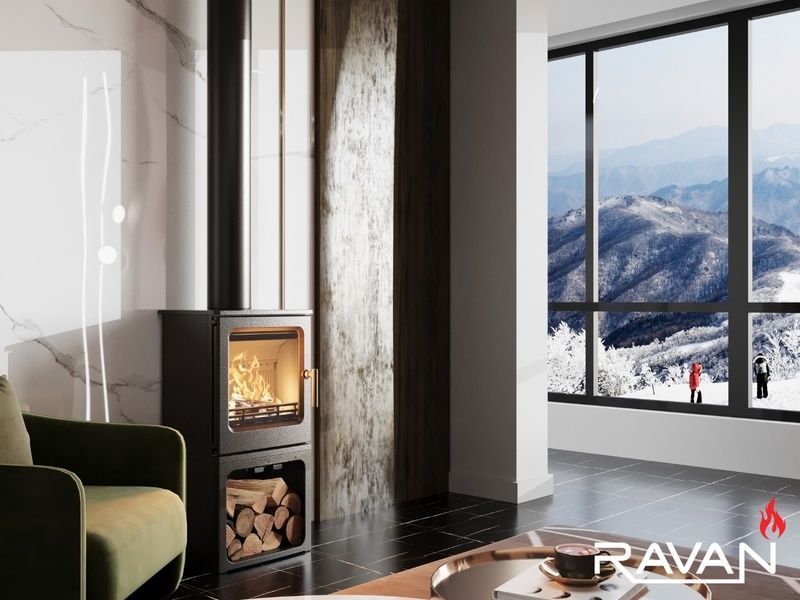 Чавунна піч камін Ravan Magic 10 кВт на дровах 5268 фото