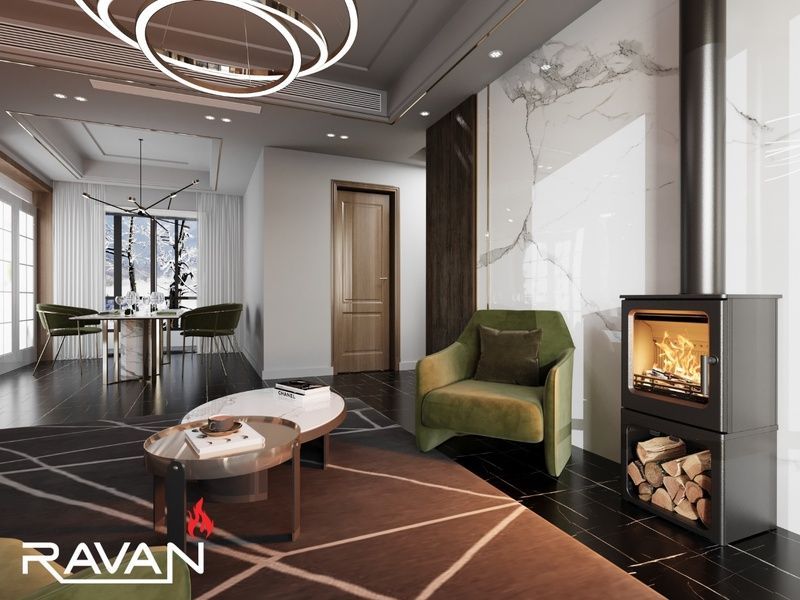 Чавунна піч камін Ravan Magic 10 кВт на дровах 5268 фото