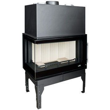 Стальная каминная топка UNIFLAM 760 EVO LBS 10 кВт с угловым стеклом 3151 фото