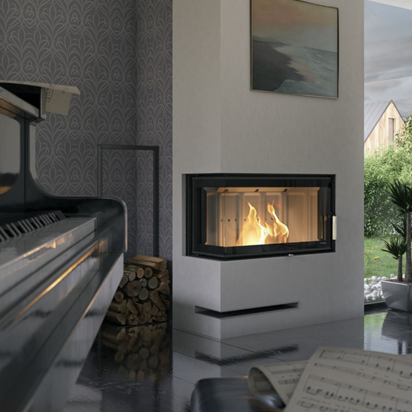 Сталева камінна топка DEFRO HOME INTRA SLIM SM BP 6 кВт (чорний шамот) KOM-IN-SM-BP-SLIM-black clam фото