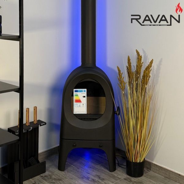 Чугунная печь камин Ravan Onoma 9 кВт на дровах 5281 фото