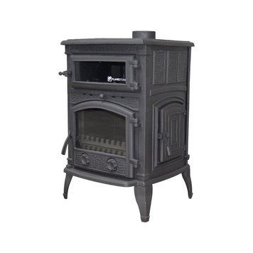 Чавунна піч-камін FLAME STOVE SIRIUS MEGA на дровах 18 кВт з духовкою та боковими дверцятами FS-013YK фото