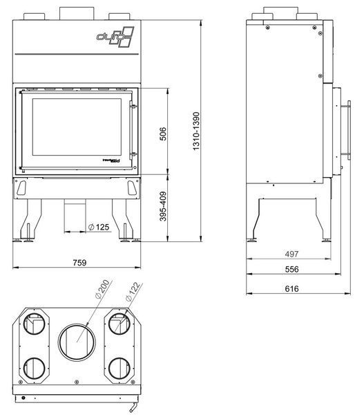 Сталева камінна топка UNIFLAM 760 DURO 11 кВт 3154 фото