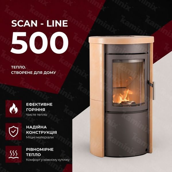 Стальная печь-камин Heta Scan-Line 500 6 кВт на дровах (ceramic) 80321000/KON1400 фото