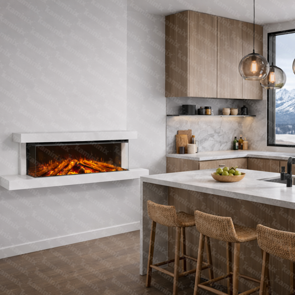 Трехсторонний электрокамин La Nordica LUMEN 1200 с обогревом (с рамкой CHALK) 3005741 CHALK фото