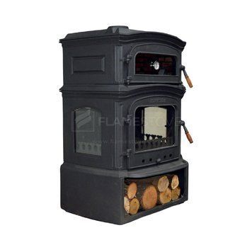 Чавунна піч-камін FLAME STOVE ALTARA LUX PREMIUM STYLE на дровах 18 кВт з духовкою FS-034ST фото