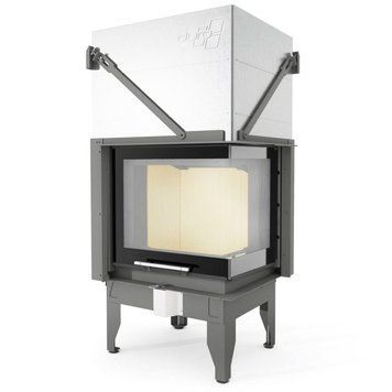 Стальная каминная топка UNIFLAM 660 DURO 10,25 кВт с гильотиной и угловым стеклом 3160 фото