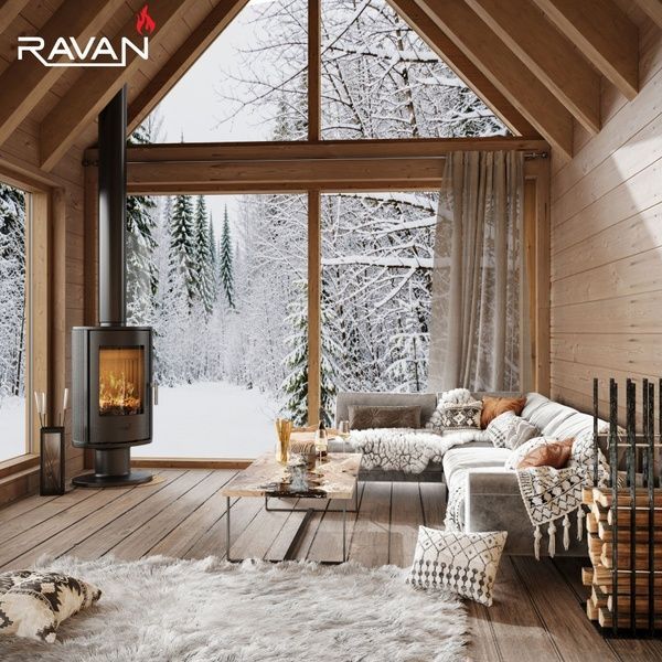 Чавунна піч камін Ravan Auron 12 кВт на дровах 5296 фото