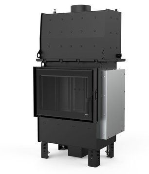 Стальная каминная топка с водяным контуром Defro Home RIVA SM SHORT 16 кВт (черный шамот) KOM-RI-SM-SHORT-black clam фото