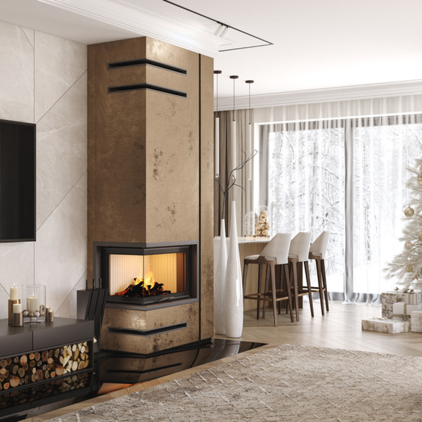 Сталева камінна топка SAVEN Energy Up 75х50х47L 15,1 кВт ECO з гільйотиною та кутовим склом SE/75/50/47/L/Up фото