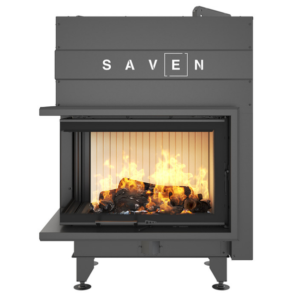 Сталева камінна топка SAVEN Energy Up 75х50х47L 15,1 кВт ECO з гільйотиною та кутовим склом SE/75/50/47/L/Up фото