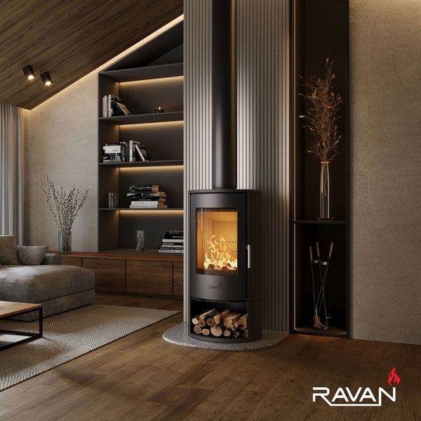 Чавунна піч камін Ravan Auron box 12 кВт на дровах 5297 фото