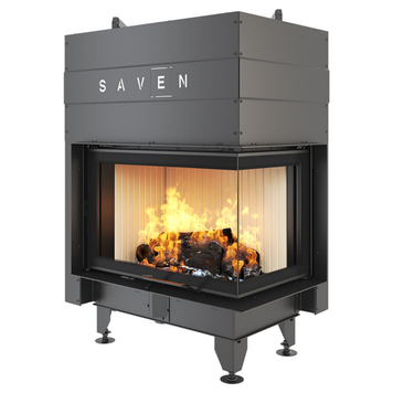 Сталева камінна топка SAVEN Energy Up 75х50х47R 15,1 кВт ECO з гільйотиною та кутовим склом SE/75/50/47/R/Up фото