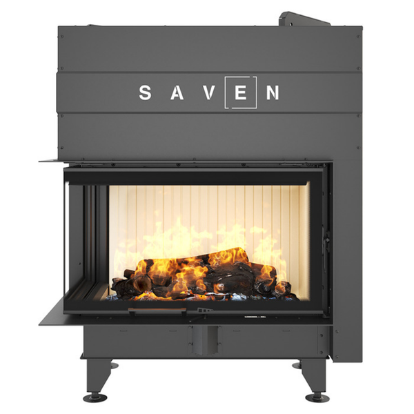 Стальная каминная топка SAVEN Energy Up 85х50х47L 17 кВт ECO с гильотиной и угловым стеклом SE/85/50/47/L/Up фото