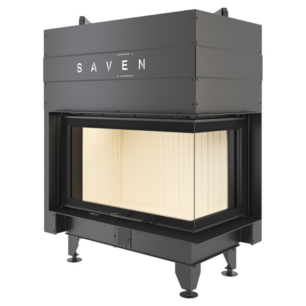 Стальная каминная топка SAVEN Energy Up 85х50х47R 17 кВт ECO с гильотиной и угловым стеклом SE/85/50/47/R/Up фото