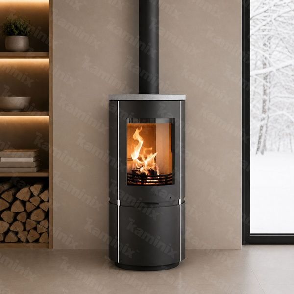 Стальная печь-камин Heta Scan-Line 8 cast 4,7 кВт на дровах (Silver soapstone top) 80560000/KON1101/KON9091 фото