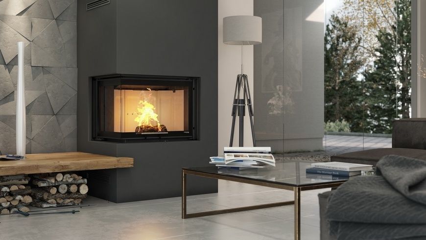 Стальная каминная топка DEFRO HOME INTRA SM BL G 10 кВт с гильотиной (черный шамот) KOM-PR-SM-BLG-black clam фото