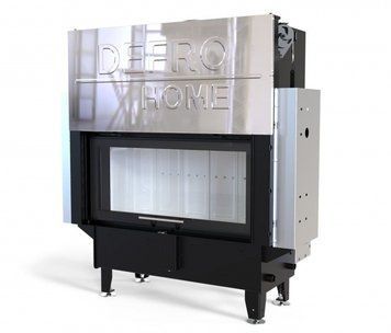 Стальная каминная топка с водяным контуром Defro Home RIVA LA G SHORT 22 кВт с гильотиной (белый шамот) KOM-RI-LA-G-SHORT-white clam фото