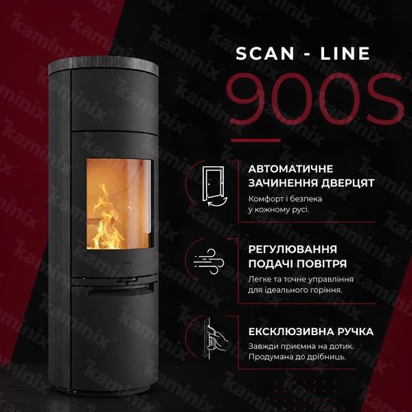 Теплоаккумулирующая печь-камин Heta Scan-Line 900S 6,8 кВт на дровах (Blackwood) 8059-019425/KON1802 фото