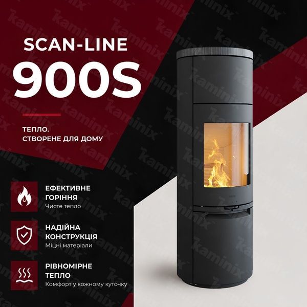 Теплоаккумулирующая печь-камин Heta Scan-Line 900S 6,8 кВт на дровах (Blackwood top) 8059-019425/KON0180 фото