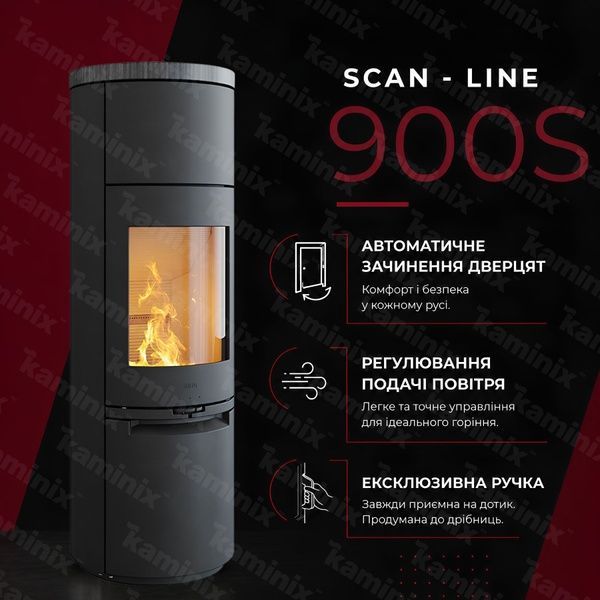 Теплоаккумулирующая печь-камин Heta Scan-Line 900S 6,8 кВт на дровах (Blackwood top) 8059-019425/KON0180 фото